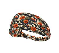 Fasce per capelli da donna, con stampa di serpente rosso con fiori rossi, fascia elastica per il sudore, traspirante, per sport, corsa, atletica, palestra, yoga, tennis