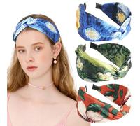Fasce per capelli da donna con stampa floreale annodata fascia alla moda boho ampia fascia per capelli antiscivolo per donne accessori per capelli