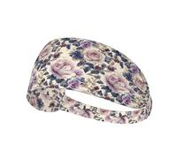 Fasce per capelli da donna, con stampa floreale rosa e mirtillo, fascia elastica per il sudore, traspirante, per sport, corsa, atletica, palestra, yoga, tennis