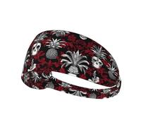 Fasce per capelli da donna con stampa gotica con ananas e teschio, antiscivolo, elastica, per capelli, traspirante, per sport, corsa, tennis, atletica, palestra, yoga