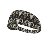 Fasce per capelli da donna, con stampa mistica con teschio di ariete, elastiche, traspiranti, per sport, corsa, atletica, palestra, yoga, tennis