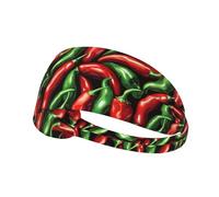 Fasce per capelli da donna, con stampa peperoncino rosso, verde, elastico, per capelli, traspirante, per sport, corsa, atletica, palestra, yoga, tennis