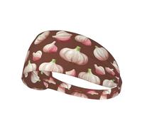 Fasce per capelli da donna con stampa realistica con aglio, antiscivolo, elastica, per capelli, traspirante, per sport, corsa, tennis, atletica, palestra, yoga