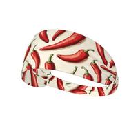 Fasce per capelli da donna, con stampa rossa peperoncino rosso, fascia elastica per capelli, traspirante, per sport, corsa, atletica, palestra, yoga, tennis