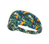 Fasce per capelli da donna, con stampa tropicale di pappagallo, fascia elastica per il sudore, traspirante, per sport, corsa, atletica, palestra, yoga, tennis