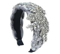 Fasce per capelli da donna con strass di cristallo, imbottite, in pile nero, gioielli a catena, accessori per capelli fatti a mano retrò con diamanti