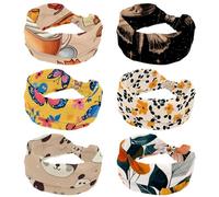 Fasce per capelli da donna, confezione da 6, con luna e stelle, morbide fasce elastiche per capelli, traspiranti, per corsa, sport, allenamento, viaggi