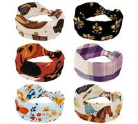 Fasce per capelli da donna, confezione da 6 fasce elastiche per il sudore, sportive, motivo giglio di iris, antiscivolo, morbide, larghe fasce per capelli per yoga e allenamento