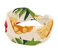 Fasce per capelli da donna, elastiche, accessori per capelli, ananas rosso e giallo, ampia e morbida, per yoga, allenamento, sport, corsa, viaggi
