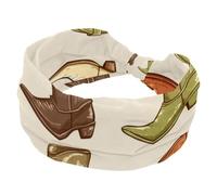 Fasce per capelli da donna, elastiche, larghe fasce per capelli, alla moda, con stivali da cowboy selvaggio West, modello antiscivolo, per allenamento sportivo