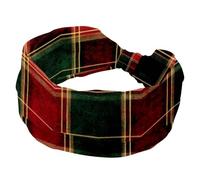 Fasce per capelli da donna, elastiche per il sudore, sportive, motivo natalizio a quadri rossi e verdi antiscivolo, morbide fasce larghe per yoga e allenamento