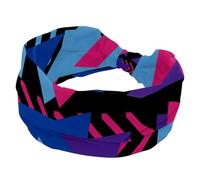 Fasce per capelli da donna, fascia larga, morbida ed elastica, assorbe il sudore, per sport, yoga, allenamento, fascia per capelli annodata, motivo geometrico astratto triangolo viola blu rosa