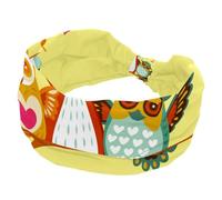 Fasce per capelli da donna, graziosa volpe boschiva con gufo, animali, buon compleanno, yoga, allenamento, fascia elastica per capelli, morbida fascia per capelli, turbante alla moda