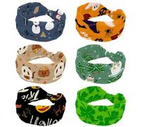 Fasce per capelli da donna, Happy Halloween, confezione da 6 pezzi, assorbite dal sudore, sport, yoga, allenamento, morbida fascia elastica per capelli larga con nodo attorcigliato