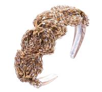 Fasce per capelli da donna imbottite con strass e perline, accessori per capelli bianchi color cachi