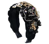 Fasce per capelli da donna in tessuto non tessuto con fiori foglie perline diamante borchiato accessori per capelli elegante fascia per capelli