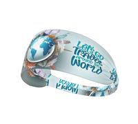 Fasce per capelli da donna - Let's go travel around the world elastico antiscivolo fascia per capelli da donna, fascia traspirante per sport, corsa, atletica, yoga, palestra, tennis
