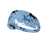 Fasce per capelli da donna, linea minimalista, con cavallo nero e bianco, fascia per il sudore per capelli, traspirante, per sport, corsa, atletica, yoga, palestra