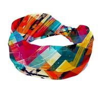 Fasce per capelli da donna modello acquerello geometria artistica strisce senza cuciture elastico ampio turbante fascia per capelli antiscivolo, fasce per capelli per allenamento sudore fasce per la