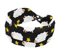 Fasce per capelli da donna, morbida fascia larga, motivo a stelle bianche e gialle con motivo a stelle, turbante antiscivolo, elastico per sudore, yoga, allenamento, fascia per capelli annodata