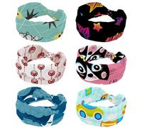 Fasce per capelli da donna, motivo a stelle colorate con sfondo nero, 6 pezzi, assorbite dal sudore, sport, yoga, allenamento, fascia morbida elastica per capelli, annodata