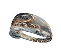 Fasce per capelli da donna, motivo famiglia di lupi invernali, elastiche, antiscivolo, anti-sudore, per sport, corsa, atletica, yoga, palestra, tennis