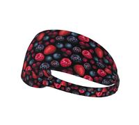 Fasce per capelli da donna, motivo frutti di bosco, fascia per capelli da donna, traspirante, per sport, corsa, atletica, yoga, palestra