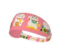 Fasce per capelli da donna, motivo gatto portafortuna, elastico, antiscivolo, per capelli, traspirante, per sport, corsa, atletica, yoga, palestra, tennis