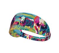 Fasce per capelli da donna, motivo mucche colorate pop art, elastiche, antiscivolo, per capelli da donna, per sport, corsa, atletica, yoga, palestra, tennis