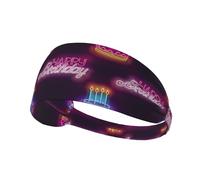 Fasce per capelli da donna per allenamento, con lampadina e scritta "Happy Birthday", per capelli da donna