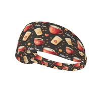 Fasce per capelli da donna per allenamento, con stampa "Coffee Time", elasticizzate, traspiranti, per sport, corsa, atletica, palestra, yoga, tennis