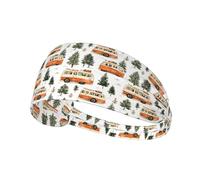 Fasce per capelli da donna per allenamento, con stampa di un camper e albero, elastiche, per capelli, traspirante, per sport, corsa, atletica, palestra, yoga, tennis