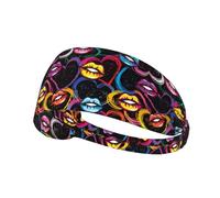 Fasce per capelli da donna per allenamento - fasce colorate per il sudore, con labbra e cuori, per donne, traspirante, per sport, corsa, atletica, yoga, palestra