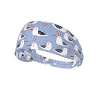 Fasce per capelli da donna per allenamento, motivo gabbiani, colore blu, per capelli da donna