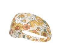 Fasce per capelli da donna, stile hippie, con fiori e funghi, fascia per il sudore, traspirante, per sport, corsa, atletica, yoga, palestra