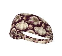 Fasce per capelli da donna, stile realistico, con stampa di aglio, elastiche, per capelli, traspirante, per sport, corsa, atletica, palestra, yoga, tennis