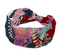 Fasce per capelli da donna, stile vintage giapponese, kimono floreale, motivo gru, fascia elastica per capelli per yoga, allenamento, fascia morbida, turbante alla moda