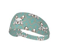 Fasce per capelli da donna, stile vintage, pop art, bulldog francese, elastiche, per capelli, traspirante, per sport, corsa, atletica, yoga, palestra, tennis