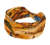 Fasce per capelli da donna, vintage, western, cowboy, paesaggio montano, fascia elastica per capelli per yoga, allenamento, fascia morbida per capelli, turbante alla moda
