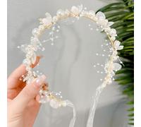 Fasce per capelli da ragazza con fiori, accessorio per capelli con perle bianche per bambini, fascia per capelli da sposa accessori per la cura dei capelli