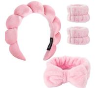 Fasce per capelli da spa per il lavaggio del viso, in velluto, confezione combinata, fasce per trucco gonfie per il lavaggio del viso, trattamento della pelle