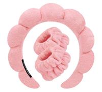 Fasce per capelli da spa per lavare il viso, set di spugnette per trucco per la cura della pelle, asciugamani da polso, asciugamano morbido con bolle, fascia per capelli da donna, fascia per capelli