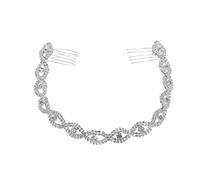 Fasce per capelli da sposa Fasce per capelli con strass leggeri Pettini per capelli Accessori per capelli da sposa Copricapo di cristallo scintillante per donna-Colore argento