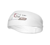 Fasce per capelli da uomo e da donna, con motivo a gatto che parla al telefono, antiscivolo, traspiranti, per palestra, basket, yoga.