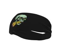 Fasce per capelli da uomo e da donna con teschio che mangia una fetta di pizza, antiscivolo, traspiranti, per palestra, basket, yoga