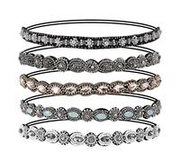 Fasce per Capelli Fasce Elastiche di Strass di Cristallo di Cerchio Accessori per Capelli da Sposa per le Donne Ragazza 5Pcs
