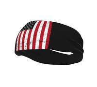 Fasce per capelli Fascia per il sudore con bandiera americana vintage per donna Uomo-Fascia per il sudore per yoga Fasce elastiche per capelli larghe per il fitness sportivo
