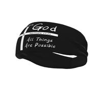 Fasce per capelli Fede cristiana Gesù-con Dio Tutte le cose sono possibili Fascia per il sudore per donna Uomo-Fascia per il sudore Elastica per capelli larga per lo sport Fitness