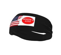 Fasce per capelli First Flag of White's City, New Mexico e America, per uomo e donna, antiscivolo, traspiranti, per palestra, basket, yoga.
