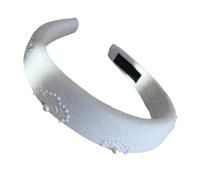 Fasce per capelli floreali con perle finte in stile francese per donne con motivo a rosa, accessorio per capelli in tessuto morbido ornamento per capelli da sposa